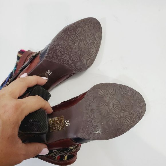 L'artiste Leather Boho Colorful Redding Boots, Size EU 36: US 5.5-6, Heel:2.5” - Picture 10 of 12